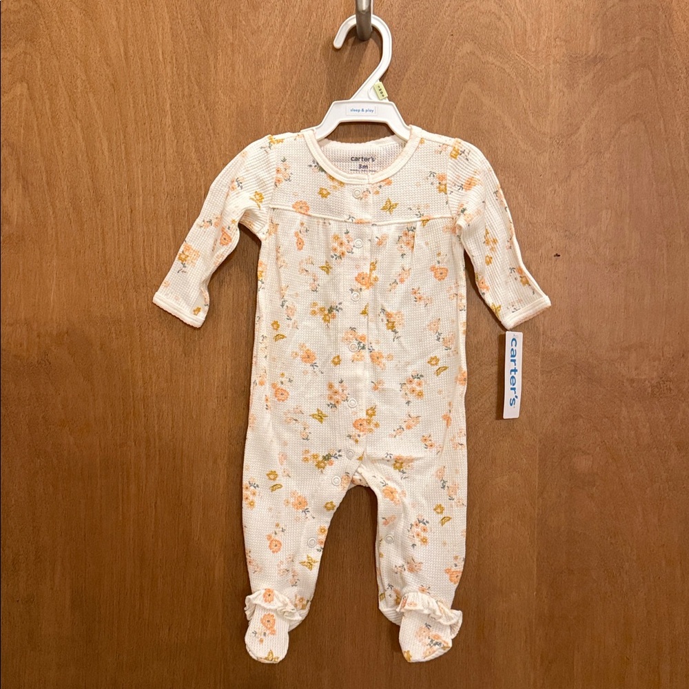 NWT Carter's Cream and Orange Floral Footie